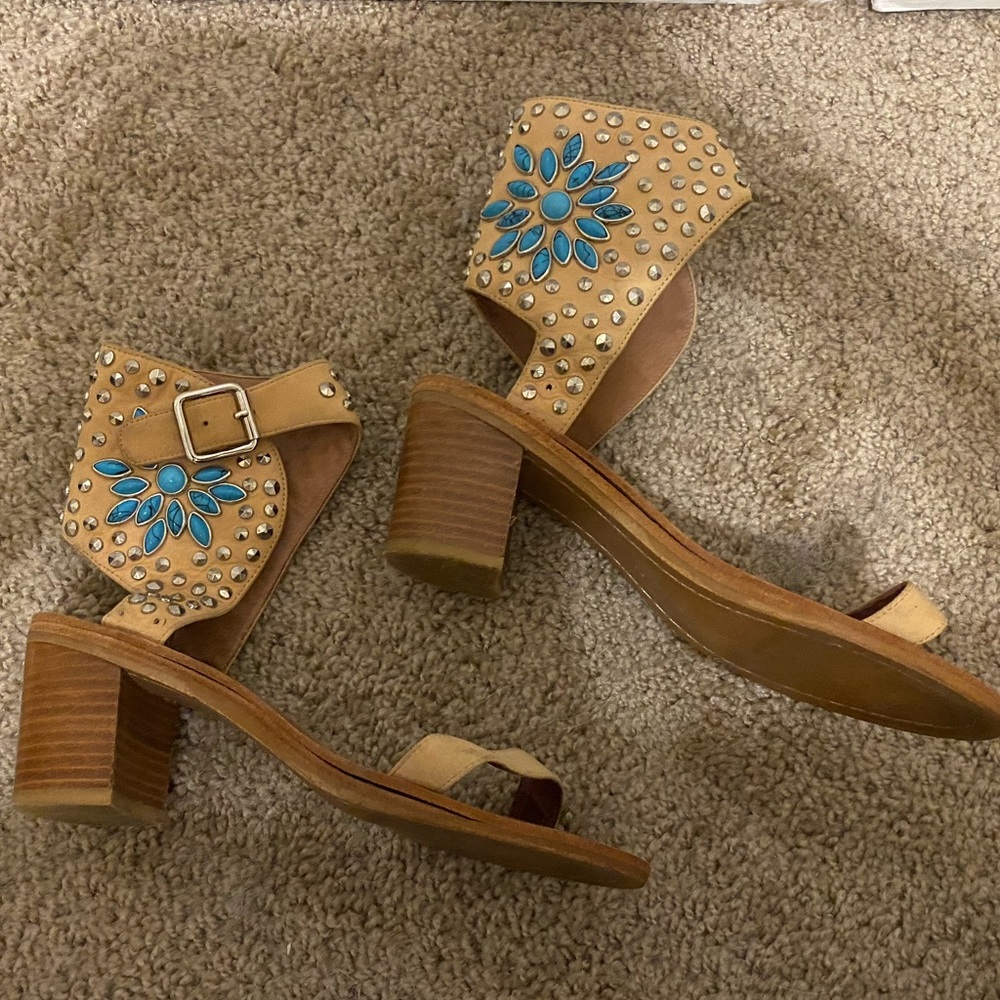 Jeffrey Campbell Ibiza sandals with turquoise gems